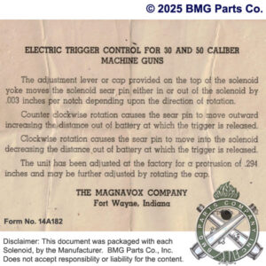 Browning .30 cal. and .50 cal. Trigger Solenoid Adjustment Instructions